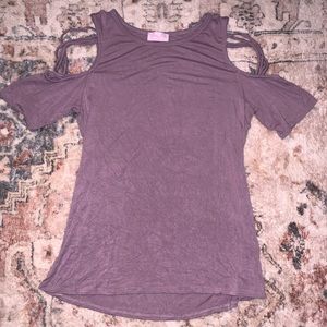 Pink Lily Cold Shoulder T shirt